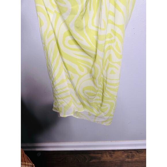 RONNY KOBO X RTR Green Printed Knotted Neckline Waist Cutout Dress Size 4 - Picture 6 of 16